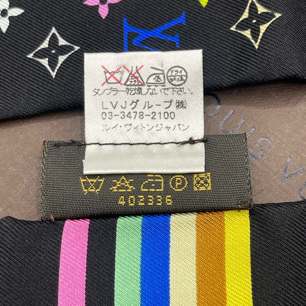 Louis Vuitton x Takashi Murakami Multicolor Noir Bandeau Neckerchief Scarf Wrap - Picture 10 of 15